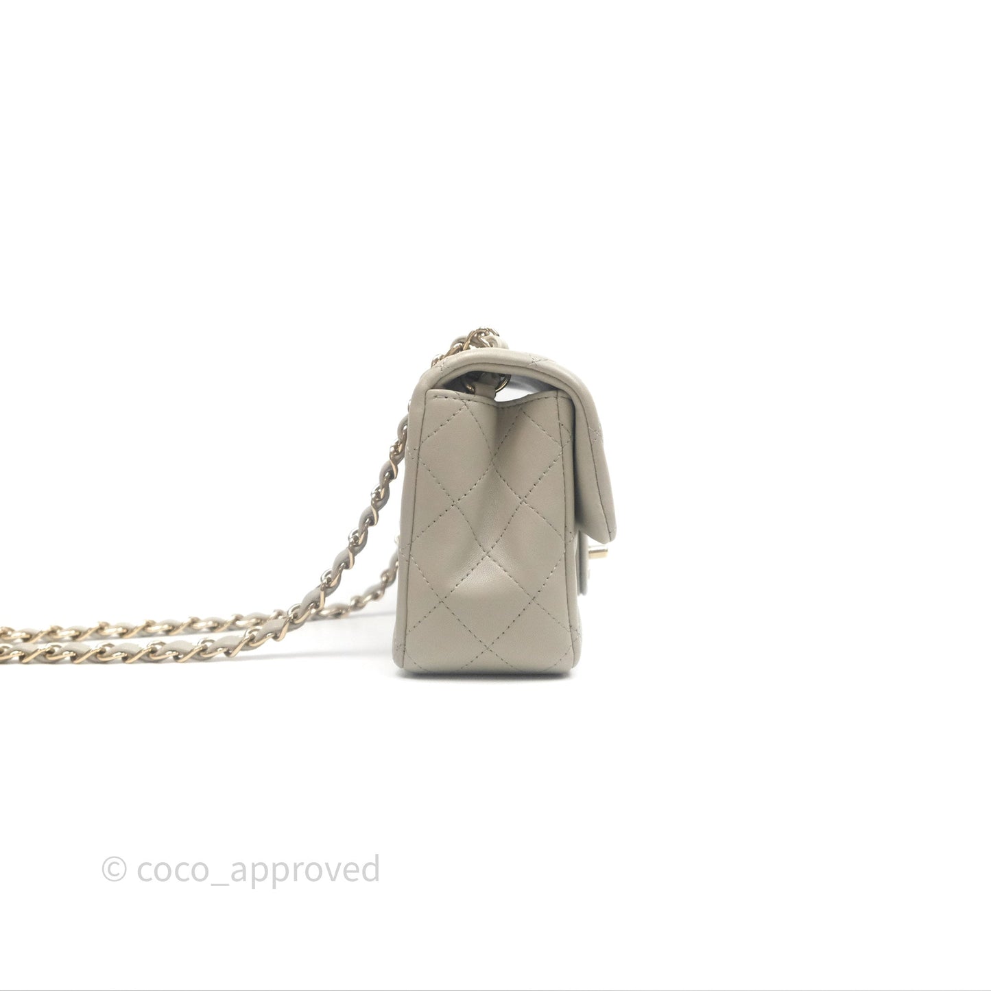 Chanel Mini Rectangular Quilted Sage Lambskin Gold Hardware