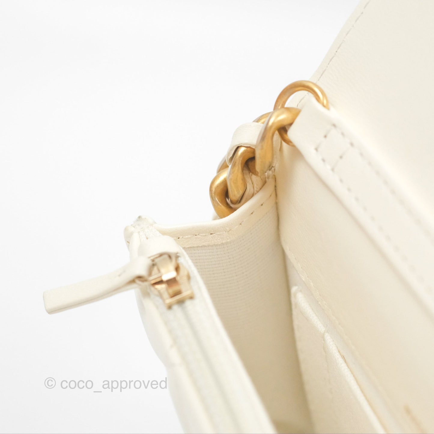 Chanel 19 Clutch With Chain Ivory White Lambskin Mixed Hardware