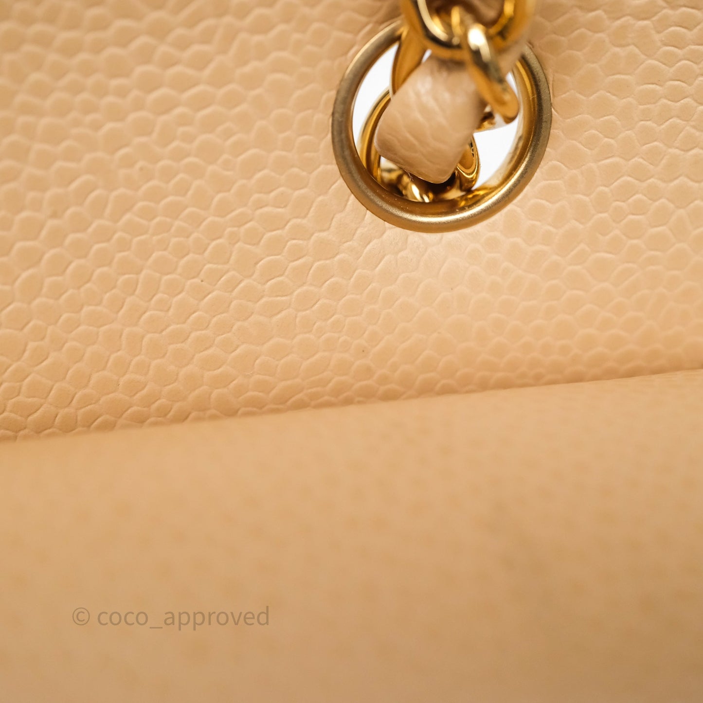 Chanel Small Classic Flap Quilted Beige Caviar Gold Hardware