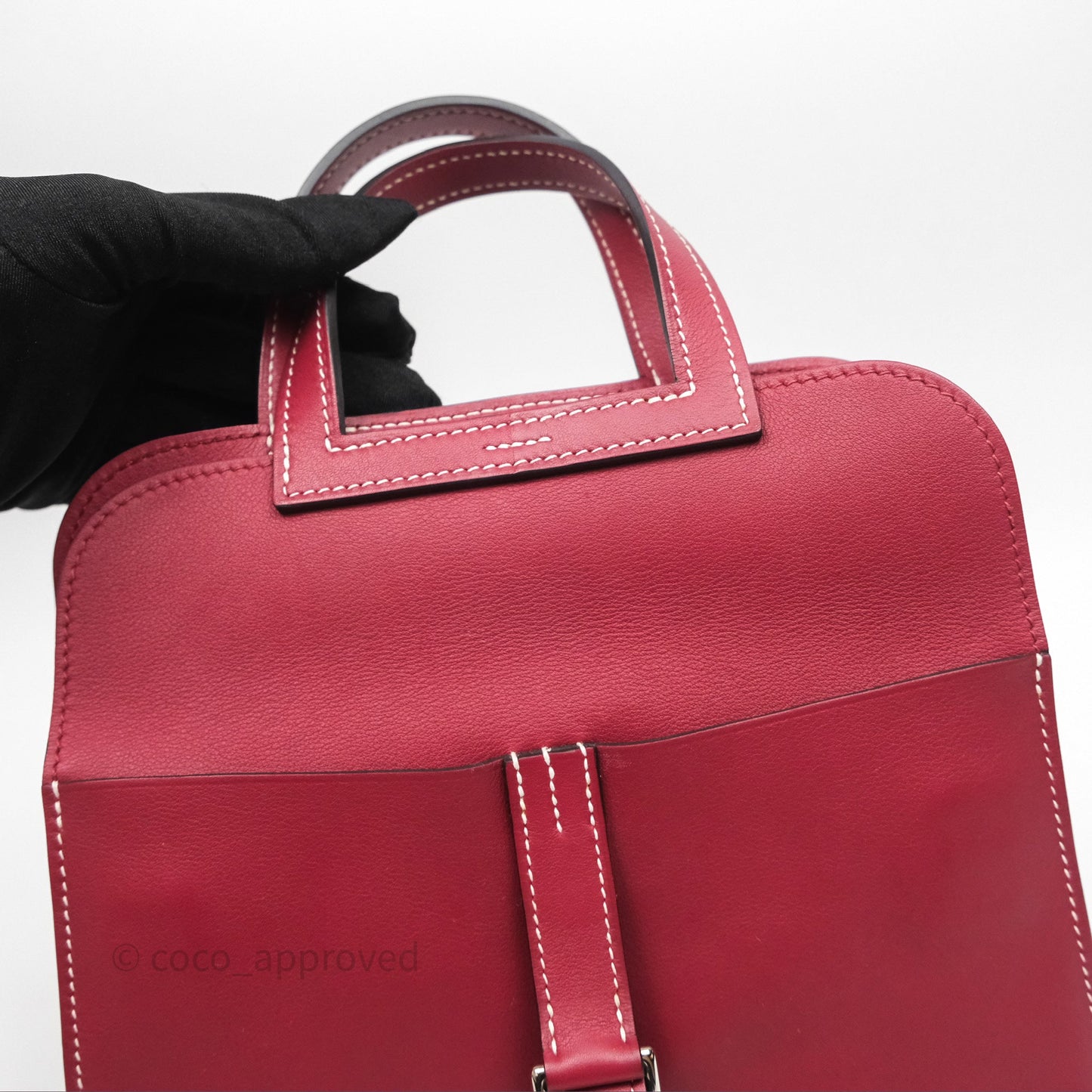 Hermès Halzan 22 Mini Rouge Grenat K1 Swift Palladium Hardware