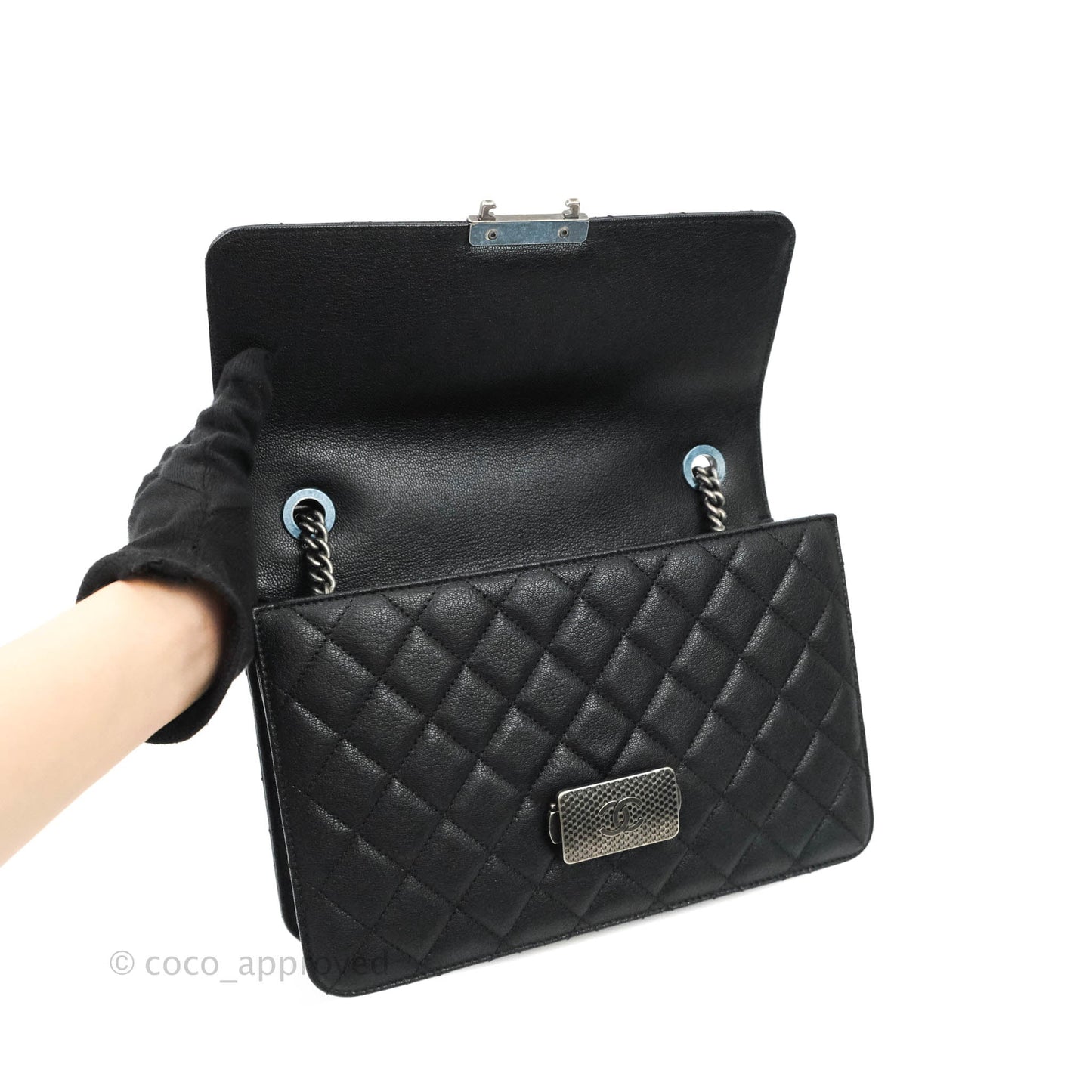 Chanel Small CC University Flap Bag Black Calfskin Ruthenium Hardware