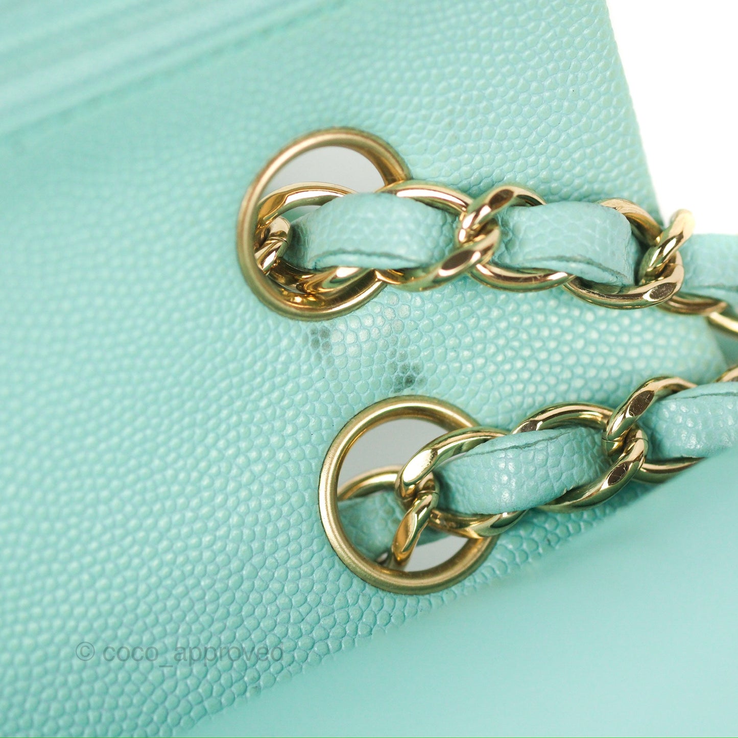 Chanel Small Classic Quilted Flap Tiffany Blue Caviar Gold Hardware 20C