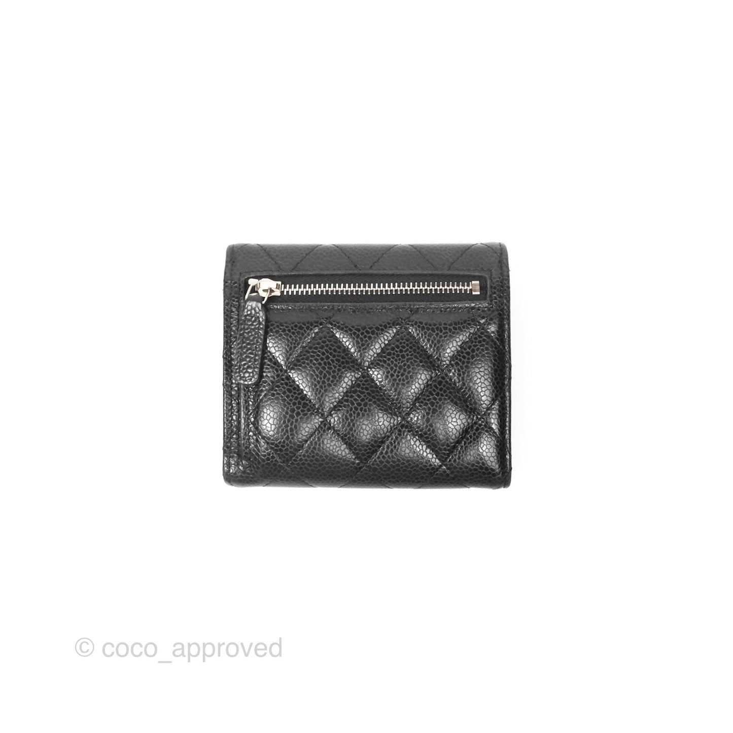 Chanel Classic Short Flap Wallet Black Caviar Silver Hardware