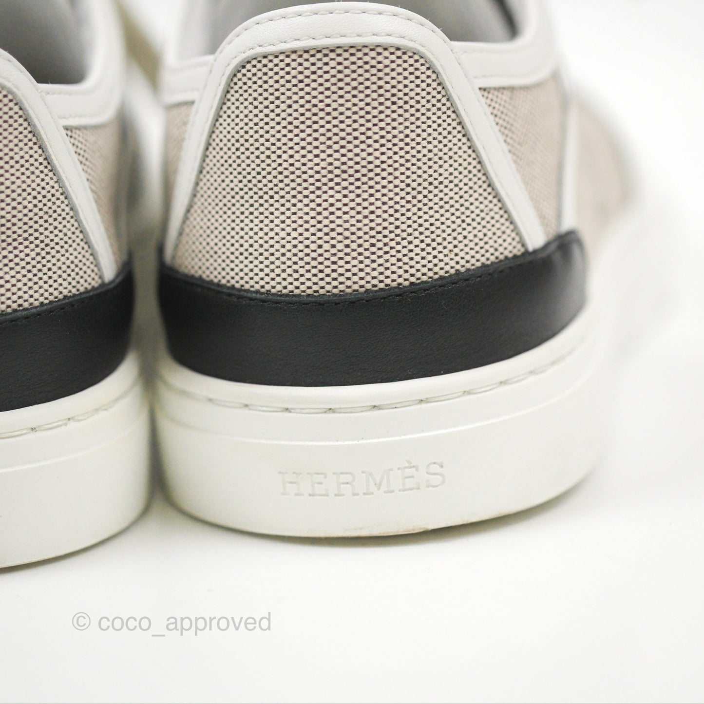 Hermes Get Sneaker Prunoir / Blanc H Canvas Calfskin