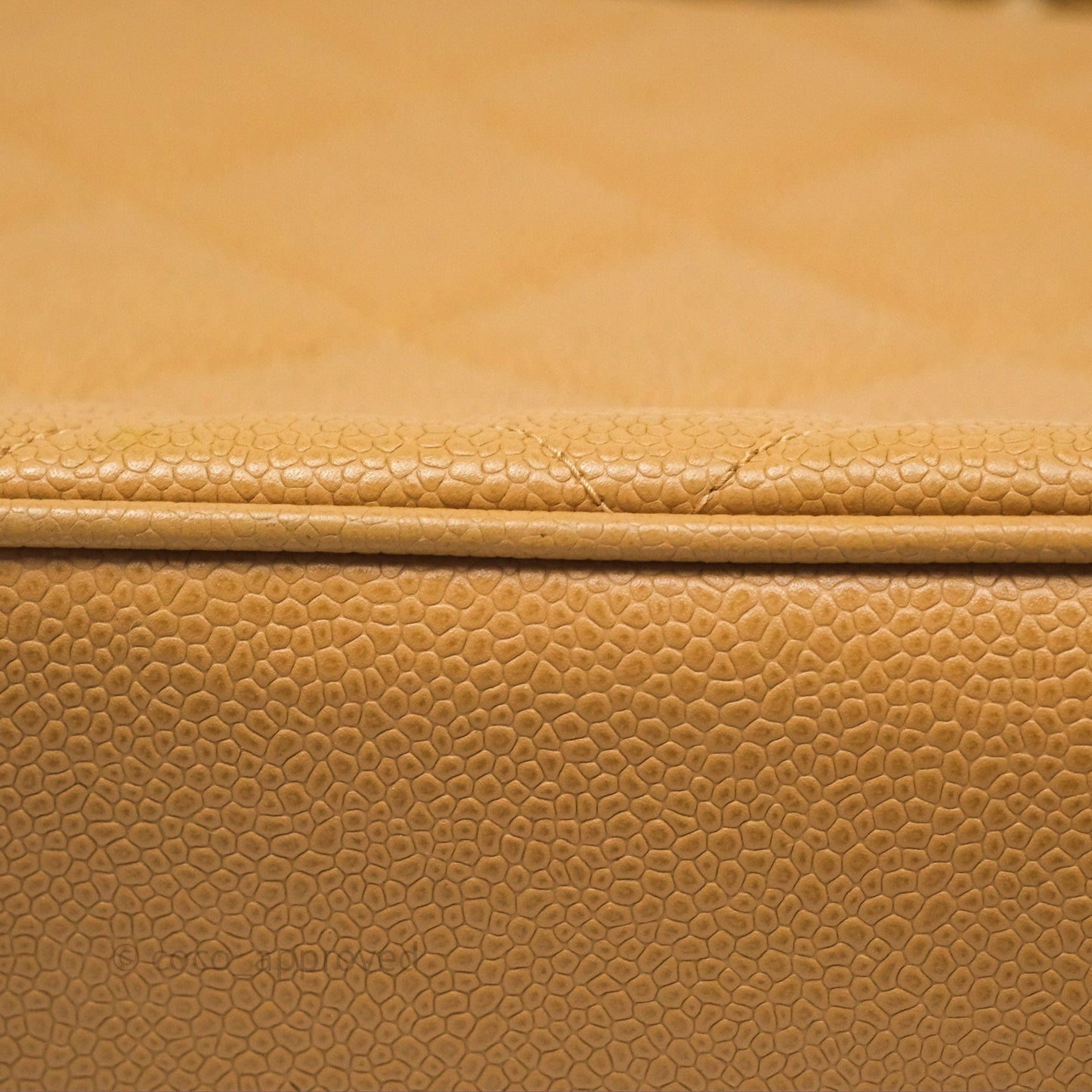 Chanel Vintage CC Quilted Tote Dark Beige Caviar 24K Gold Hardware
