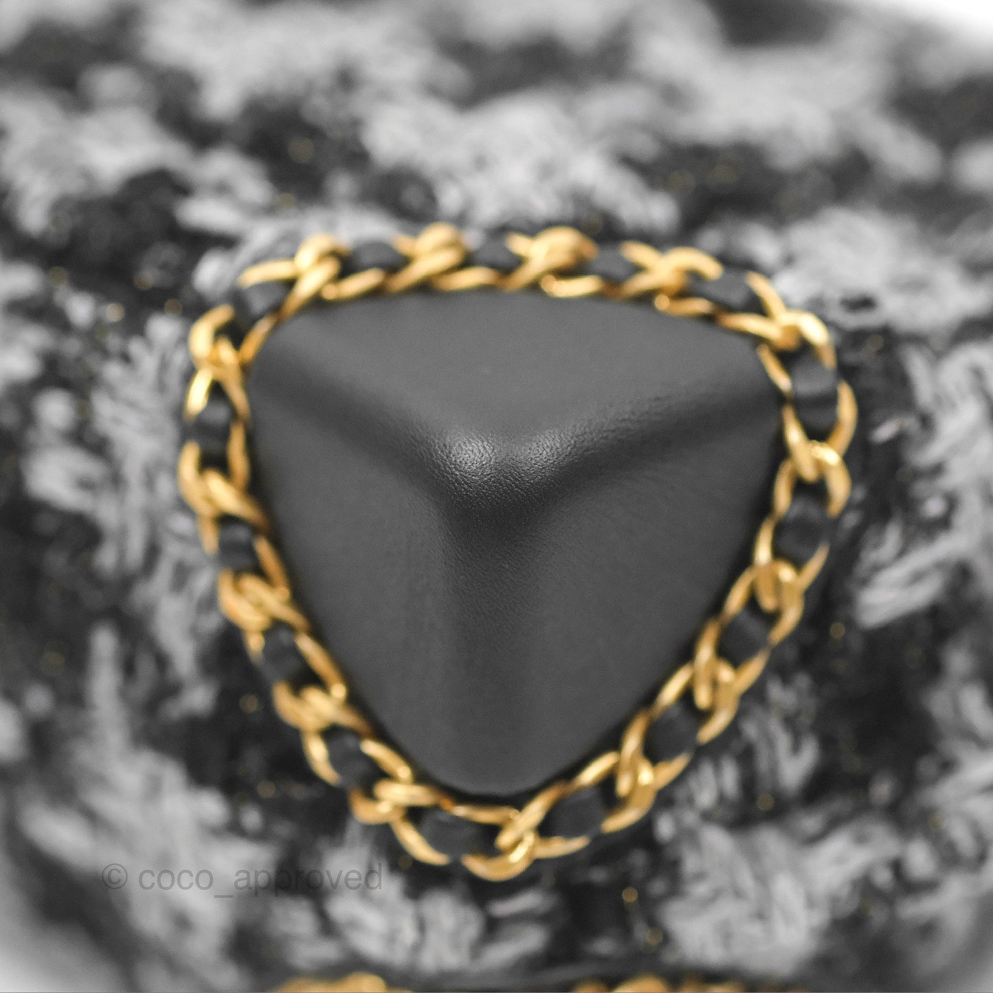 Chanel Mini Flag Bag Black & Grey Tweed Aged Gold Hardware