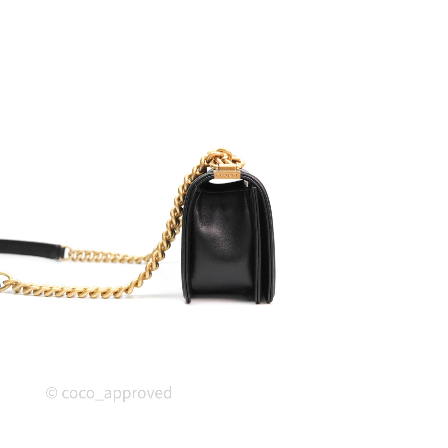 Chanel Small Boy Black Lambskin Aged Gold Hardware