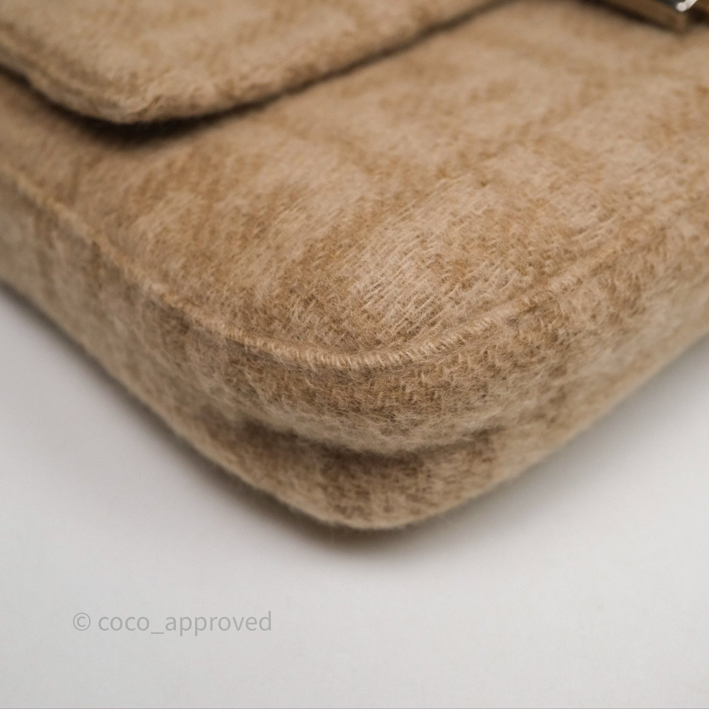 Fendi Vintage Baguette Shoulder Bag Wool Beige