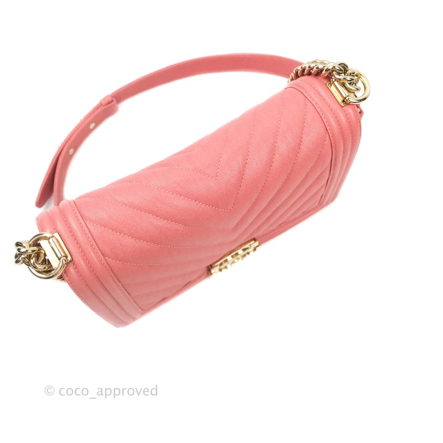Chanel Boy Chevron Medium Pink Caviar Gold Hardware