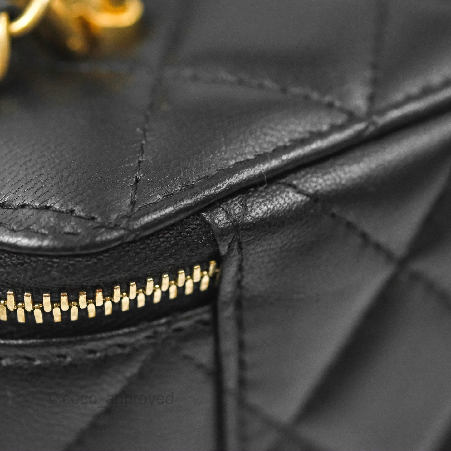 Chanel Vanity Rectangular Metal Top Handle Black Lambskin Aged Gold Hardware 22B