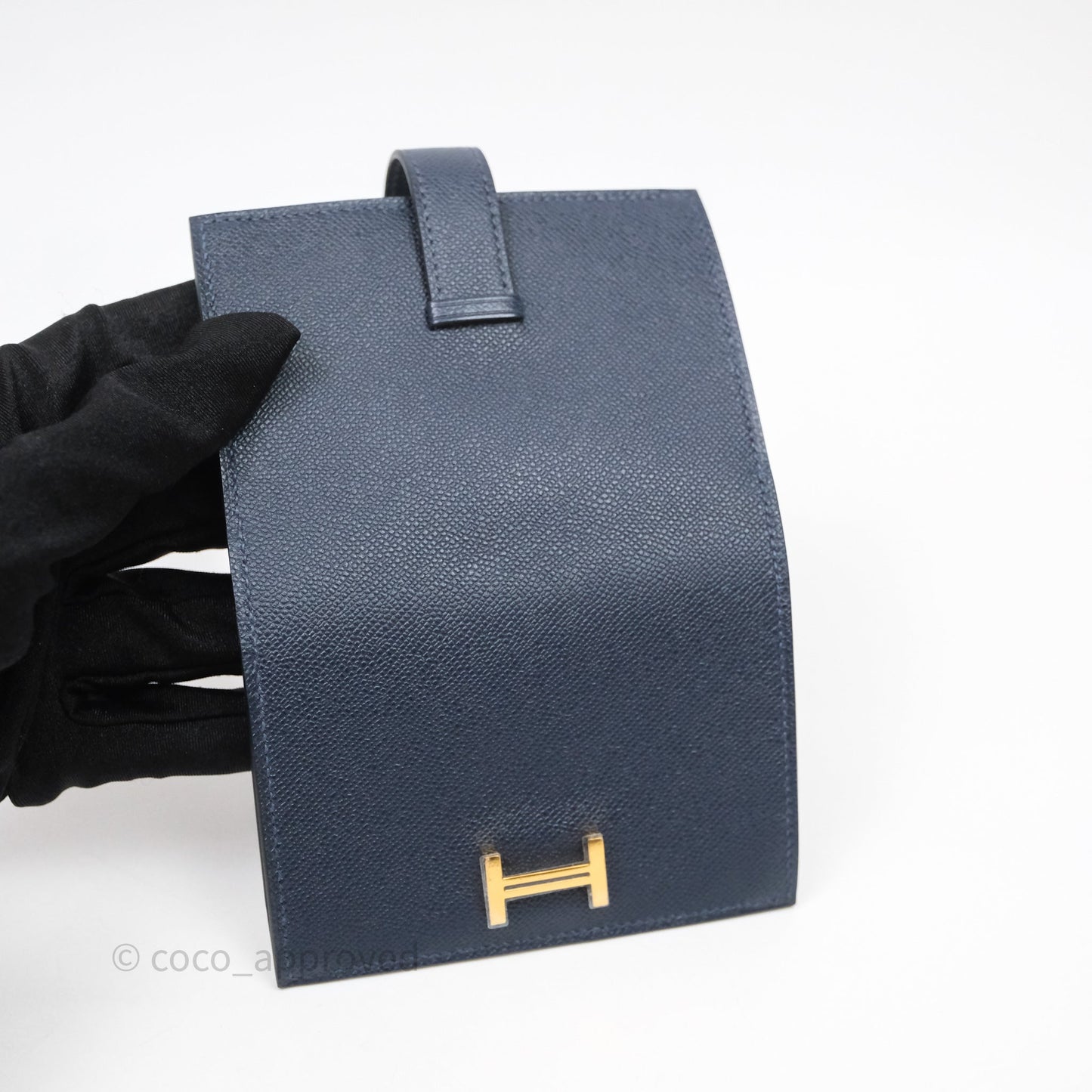 Hermès Bearn Mini Wallet Bleu Nuit 2Z Epsom Gold Hardware