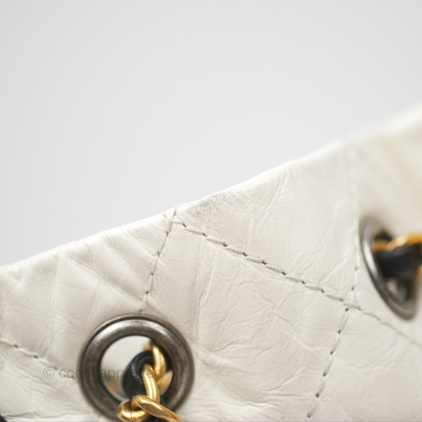 Chanel Small Gabrielle Backpack White Black Aged Calfskin