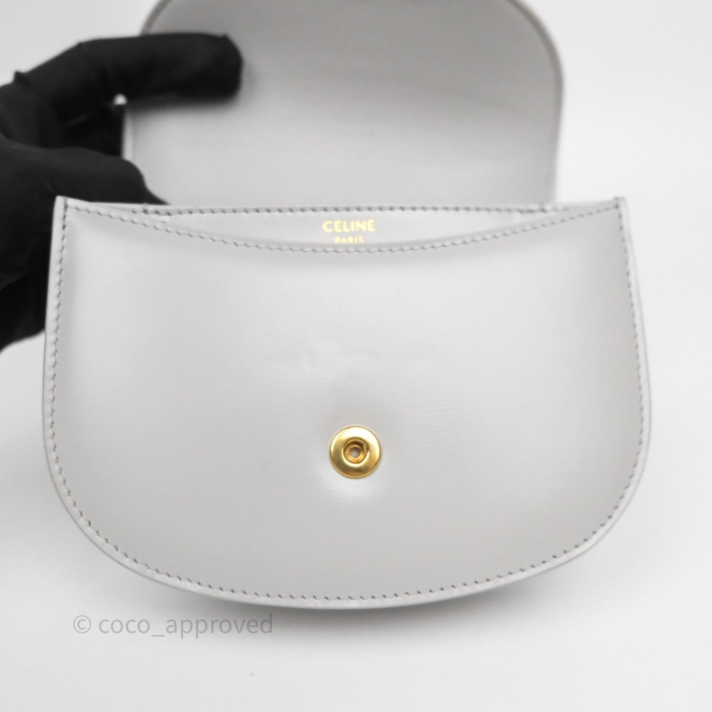 Celine Mini Besace Clea in Shiny Calfskin Grey