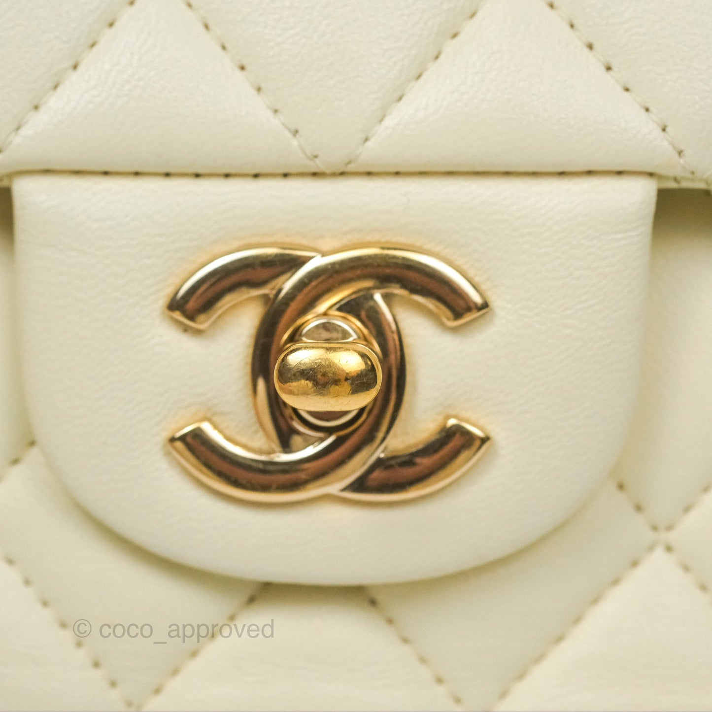 Chanel Medium Classic Flap Quilted Pale Yellow Lambskin Gold Hardware