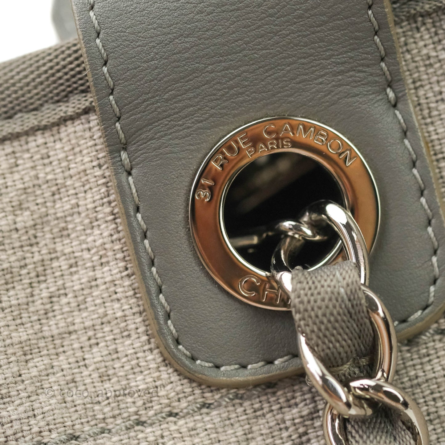Chanel Large Deauville Grey Canvas Silver Hardware