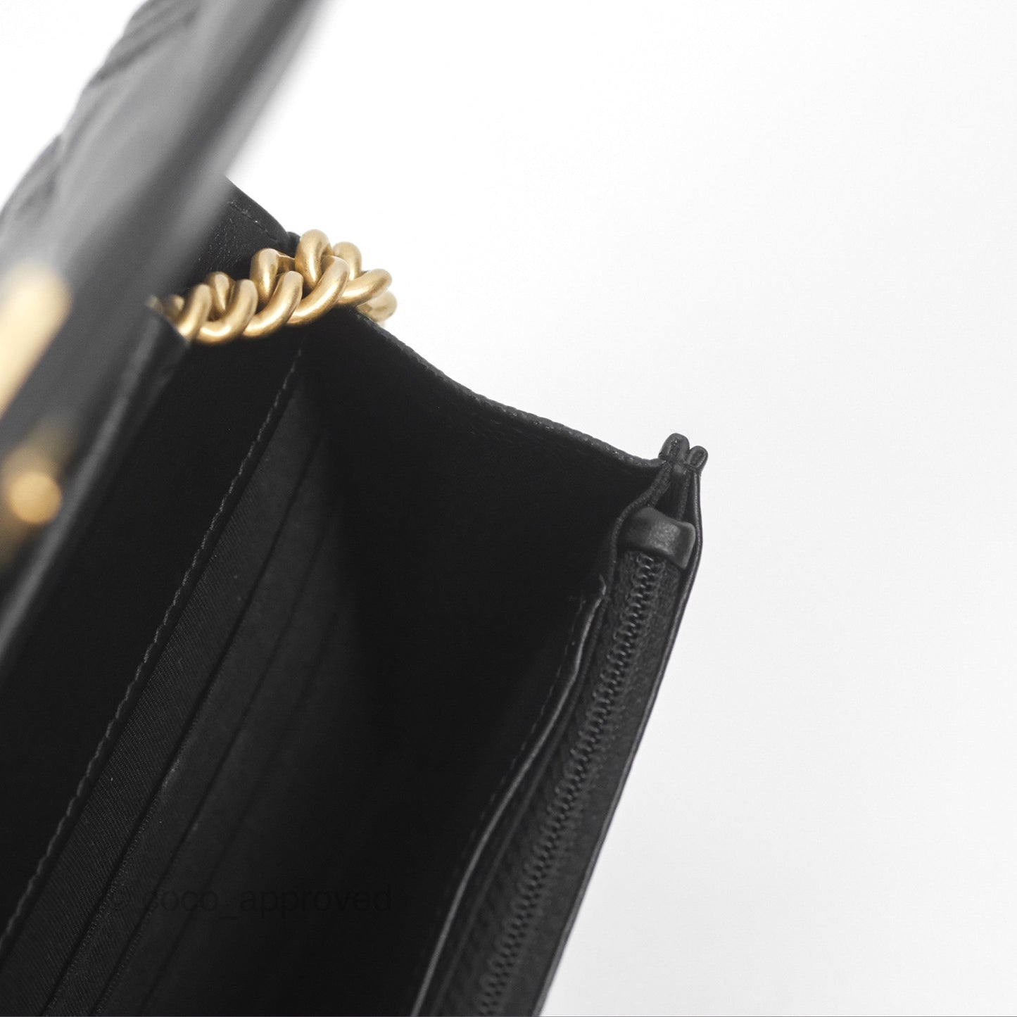 Chanel Quilted Boy Wallet on Chain WOC Black Caviar Age Gold Hardware