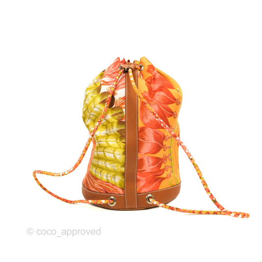 Hermes Sac Soie Cool Drawstring Backpack Orange