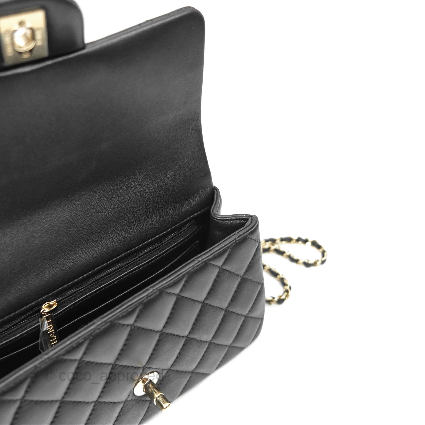 Chanel Top Handle Mini Rectangular Flap Bag Black Lambskin Gold Hardware