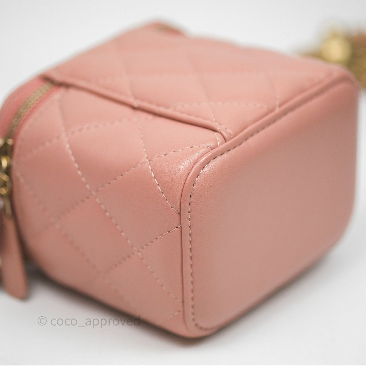 Chanel Mini Pearl Crush Vanity With Chain Pink Gold Hardware