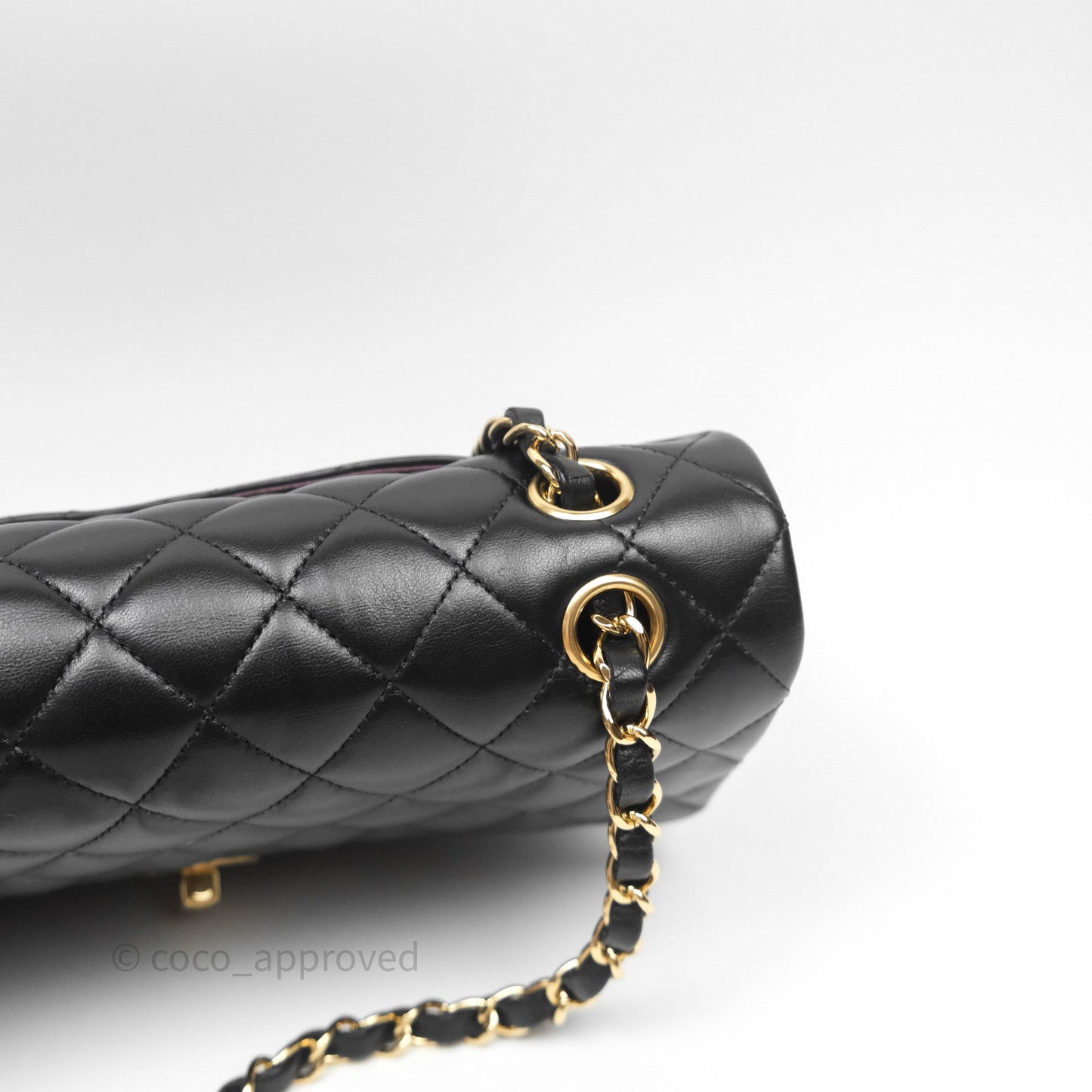 Chanel Classic M/L Medium Flap Quilted Black Lambskin Gold Hardware