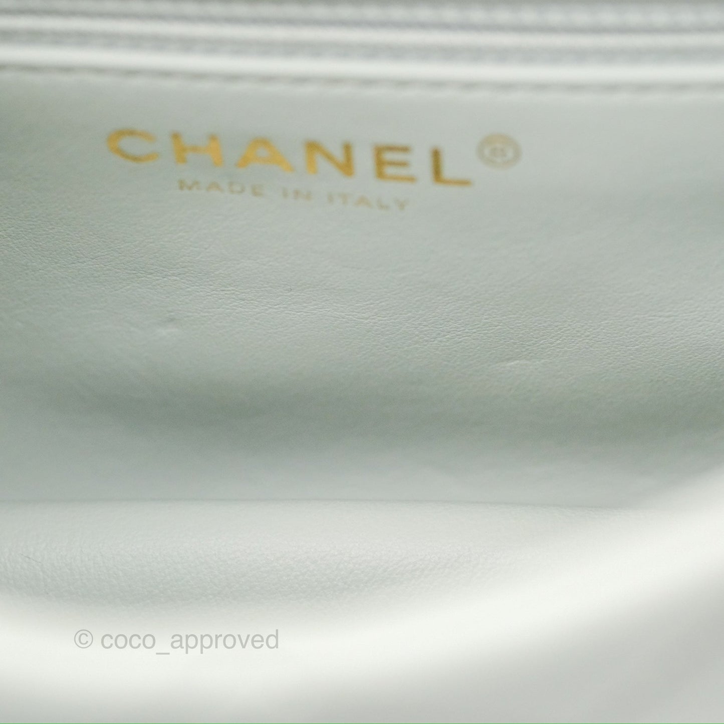 Chanel Chain Handle Flap Light Grey Calfskin Aged Gold Hardware