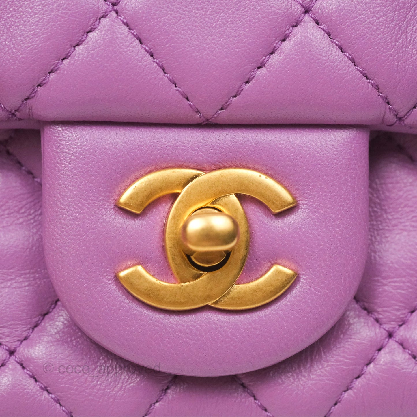 Chanel Mini Rectangular Pearl Crush Quilted Purple Lambskin Aged Gold Hardware