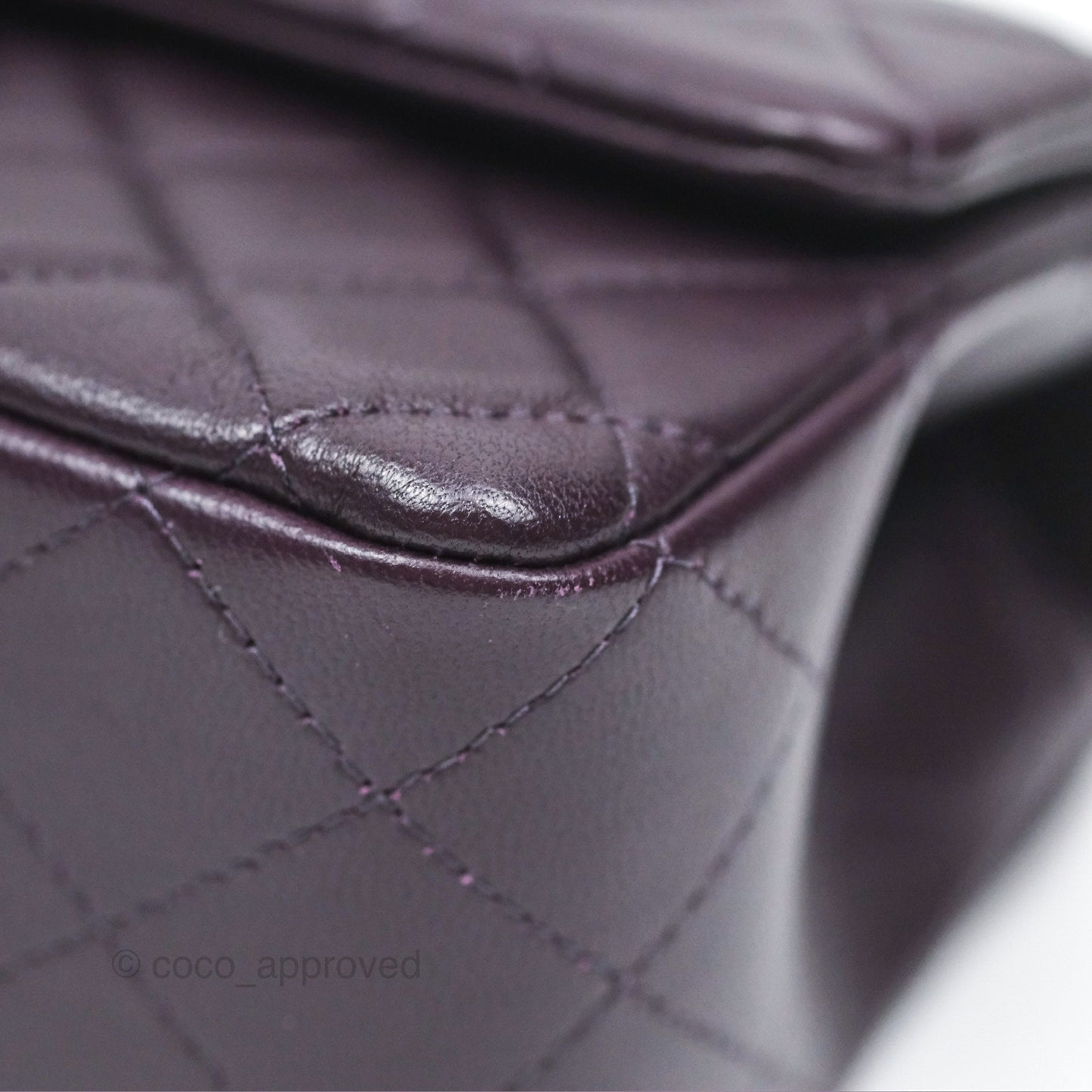 Chanel Mini Rectangular Quilted Dark Purple Lambskin Silver Hardware