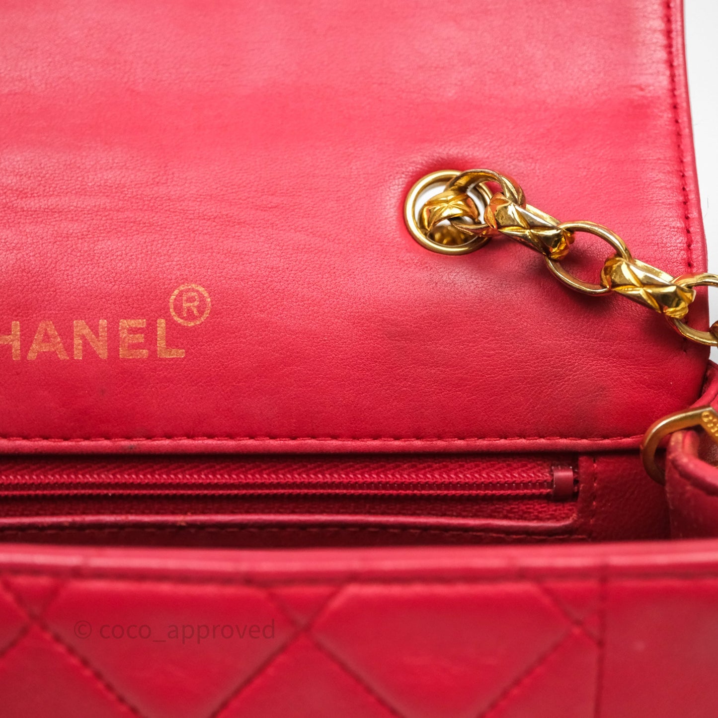 Chanel Vintage Mini Bijoux Chain Flap Bag Red Gold Hardware