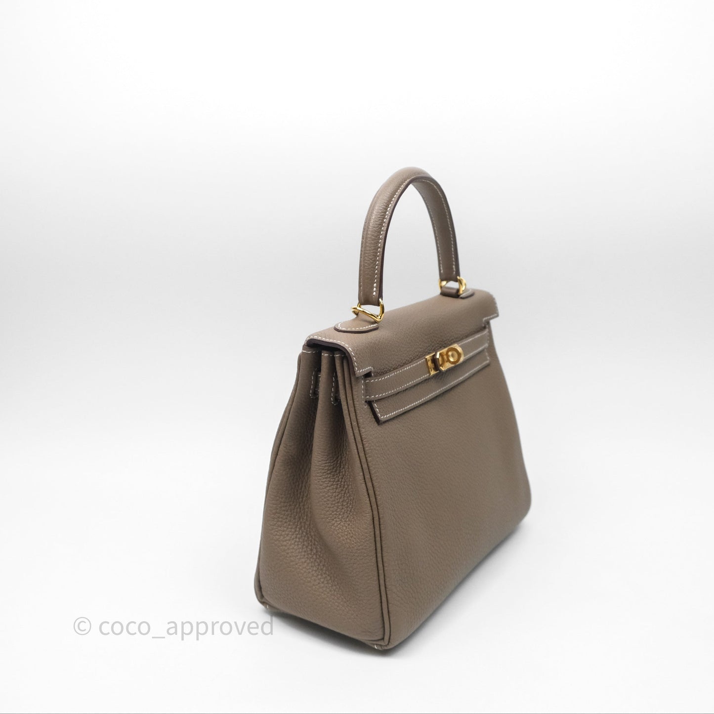 Hermès Kelly 25 Etoupe 18 Retourne Togo Gold Hardware