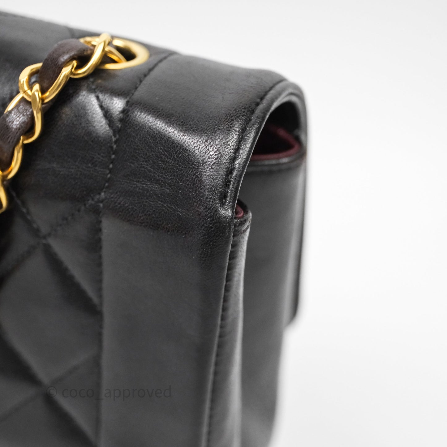Chanel Vintage Medium Classic Diana Flap Bag Black Lambskin 24K Gold Hardware