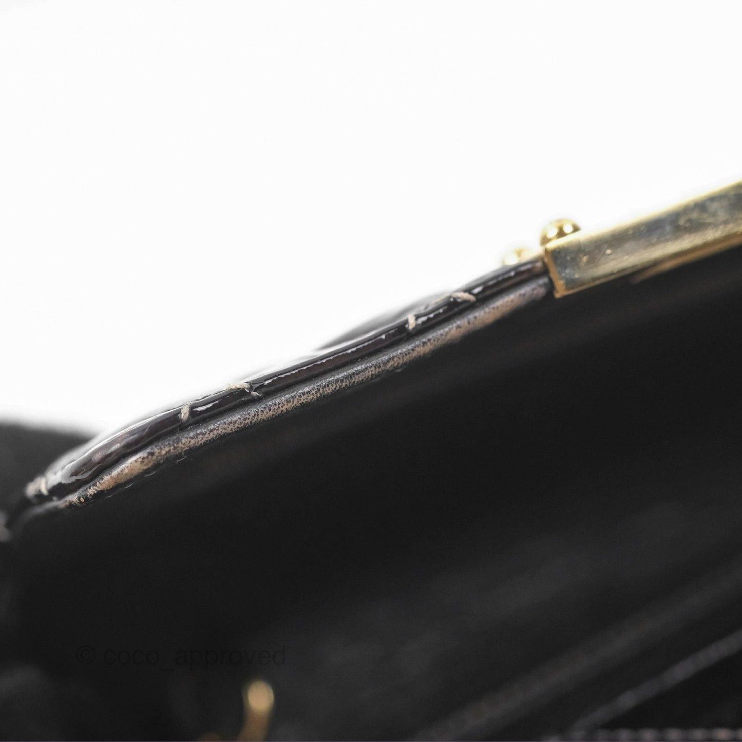 Chanel Golden Class Wallet On Chain WOC Black Patent Gold Hardware