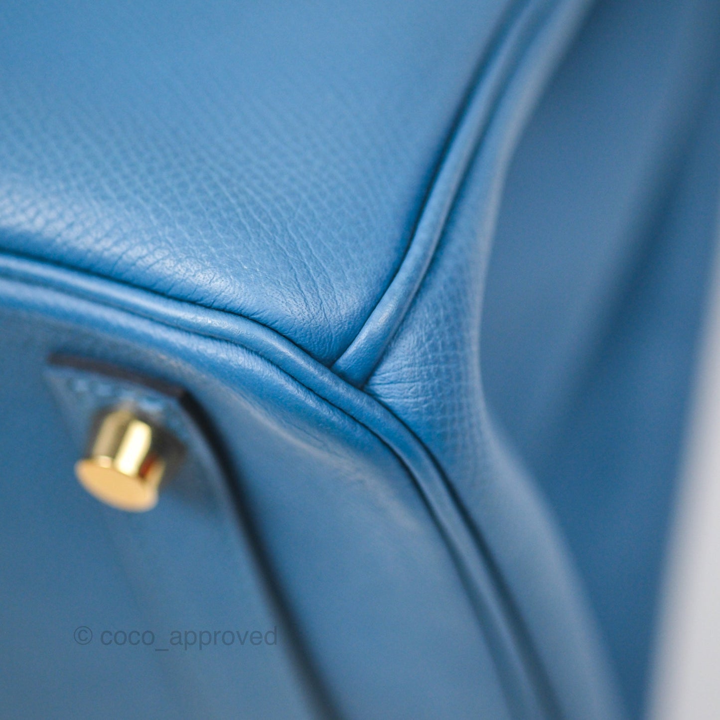 Hermès Birkin 30 Retourne Bleu Brighton 7E Epsom Gold Hardware