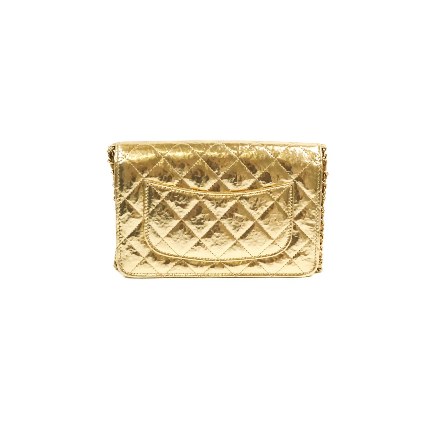 Chanel Quilted Classic Wallet on Chain WOC Metallic Gold Calfskin Gold Hardware