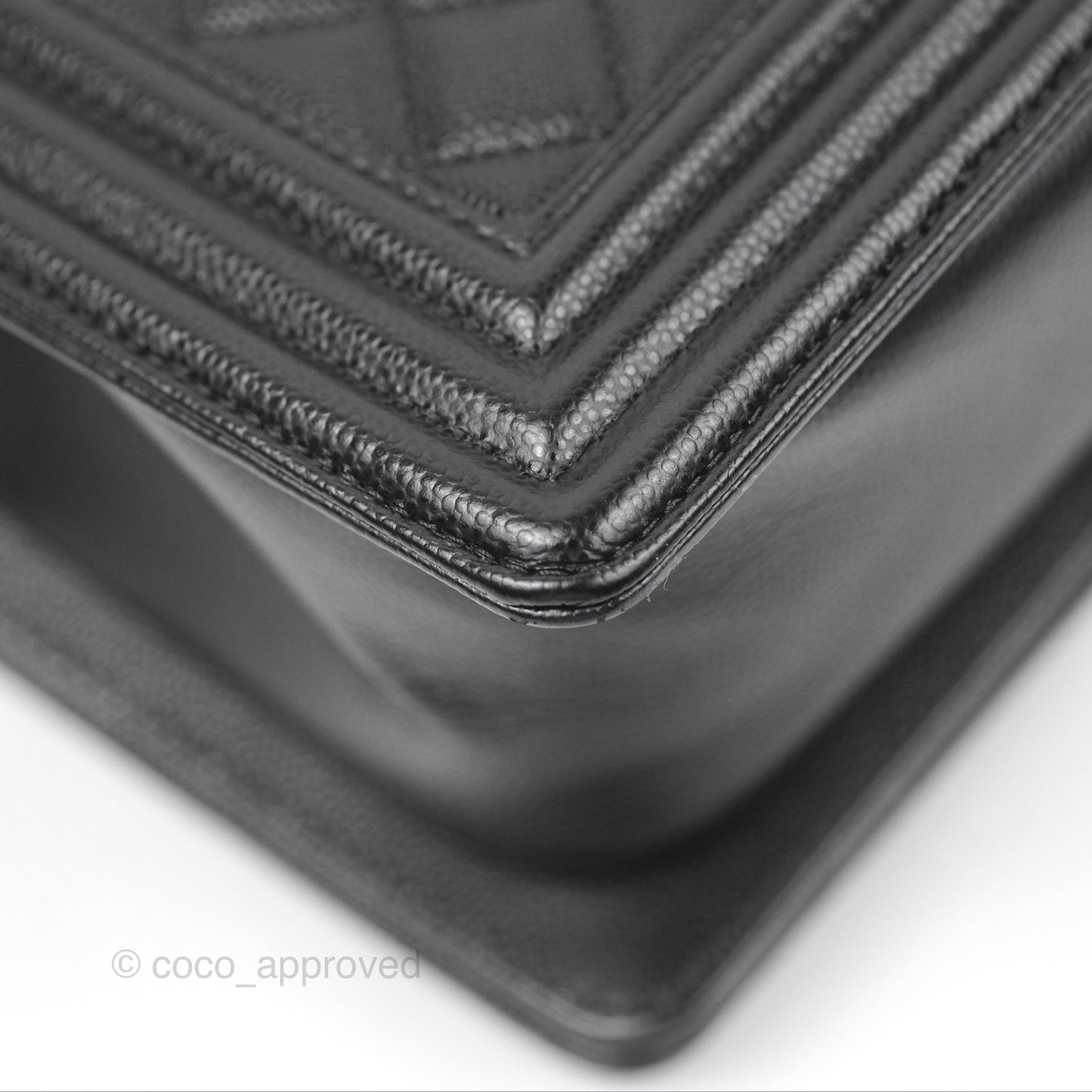 Chanel Quilted Medium Boy Black Caviar Aged Gold Hardware