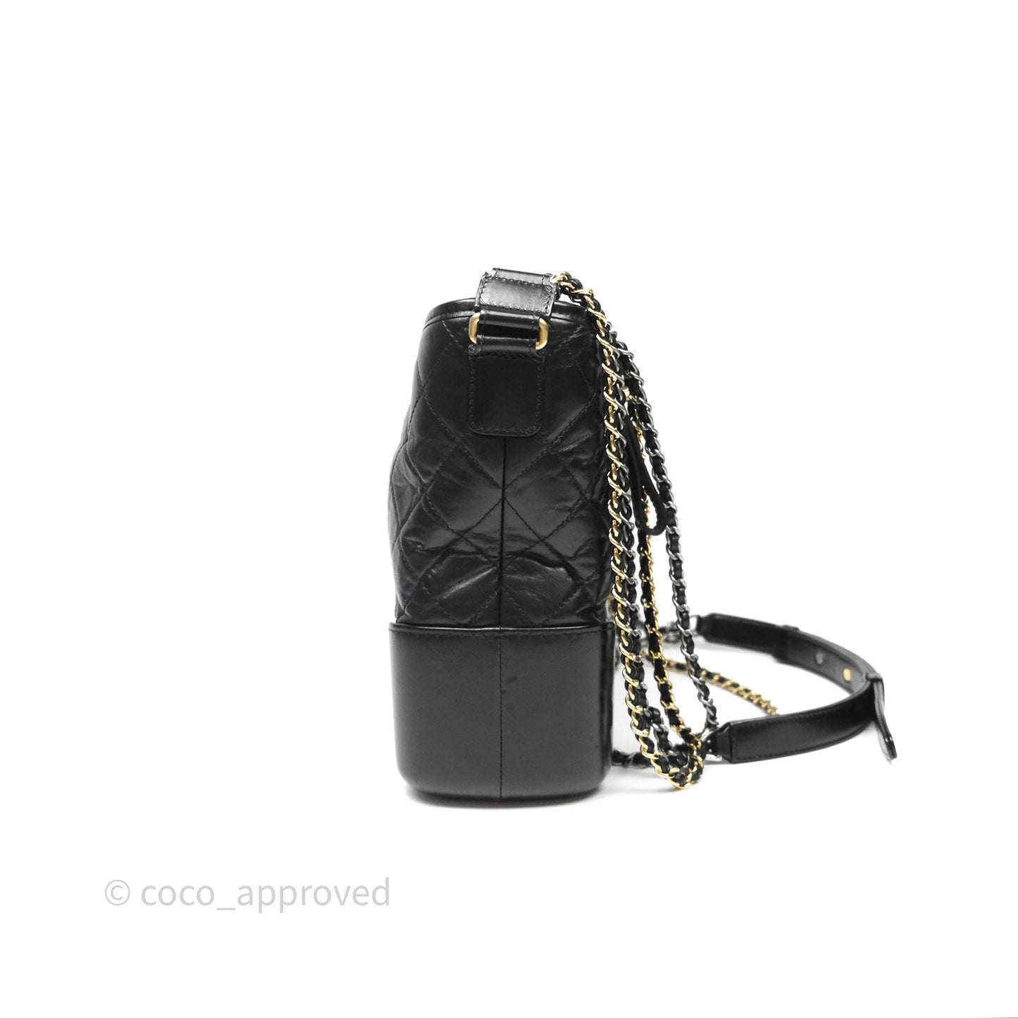 Chanel Large Gabrielle Hobo Black Aged Calfskin Mixed Hardware