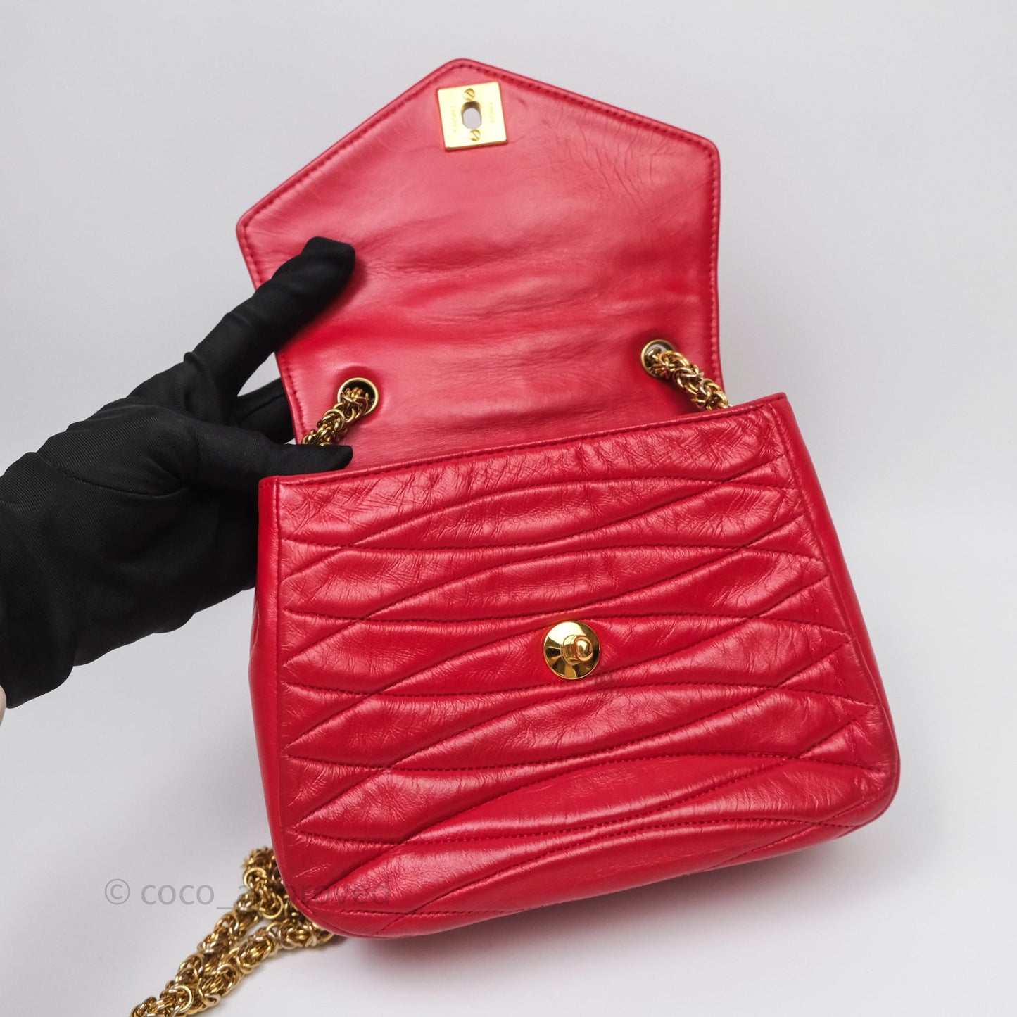 Chanel Vintage Quilted Flap Bag Red Lambskin Gold Hardware