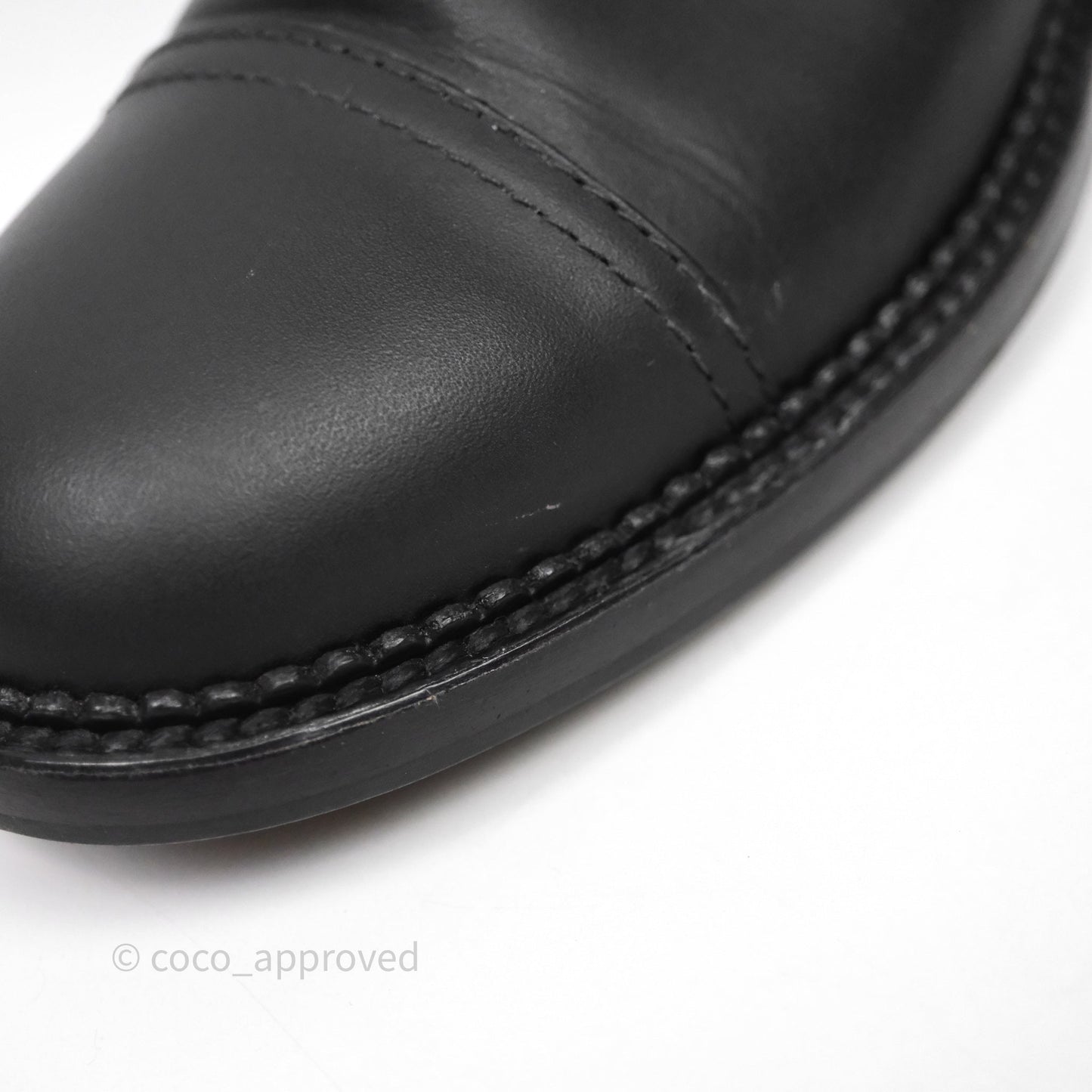 Chanel CC Quilted Knee High Boots Black Calfskin