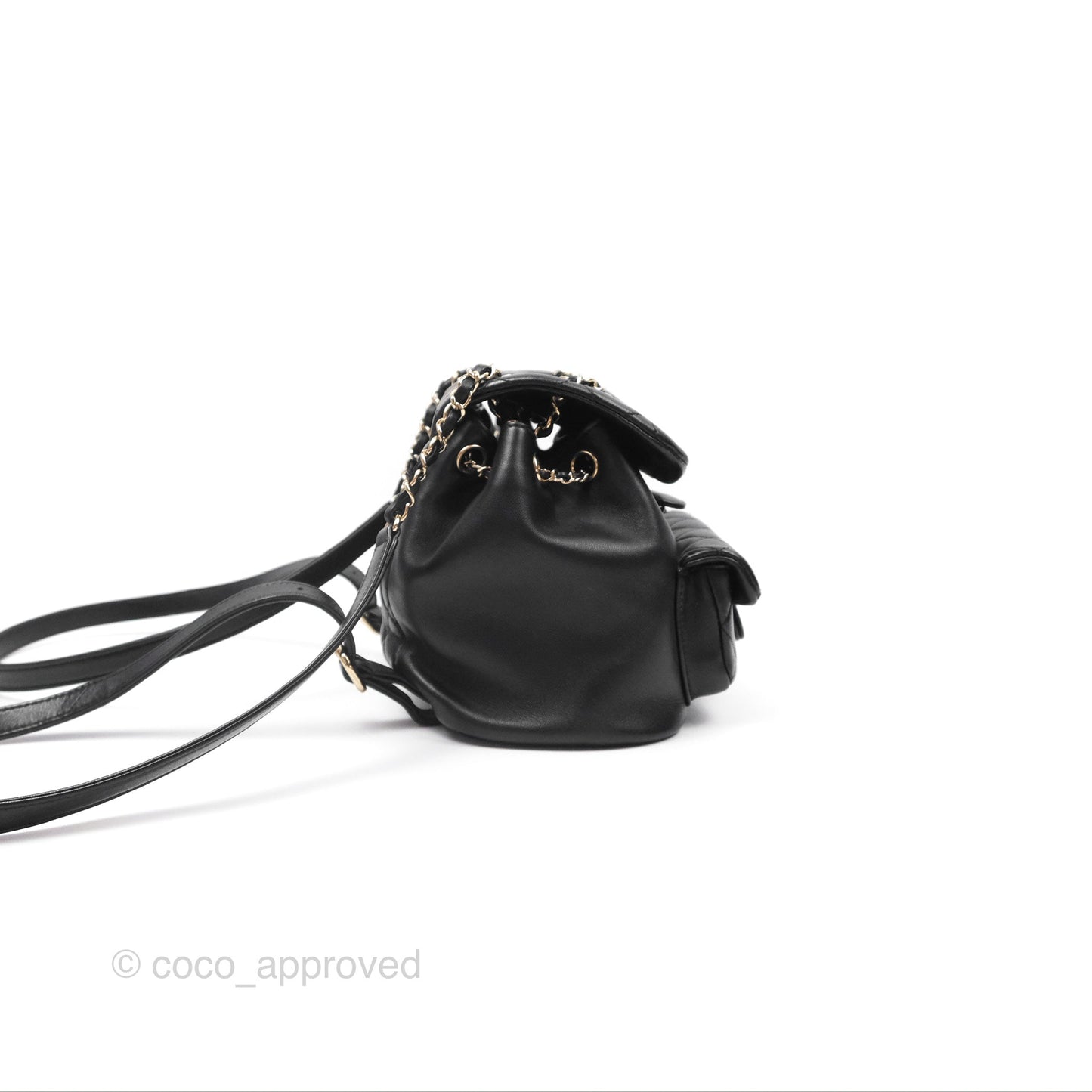 Chanel Quilted Small Duma Drawstring Backpack Black Lambskin