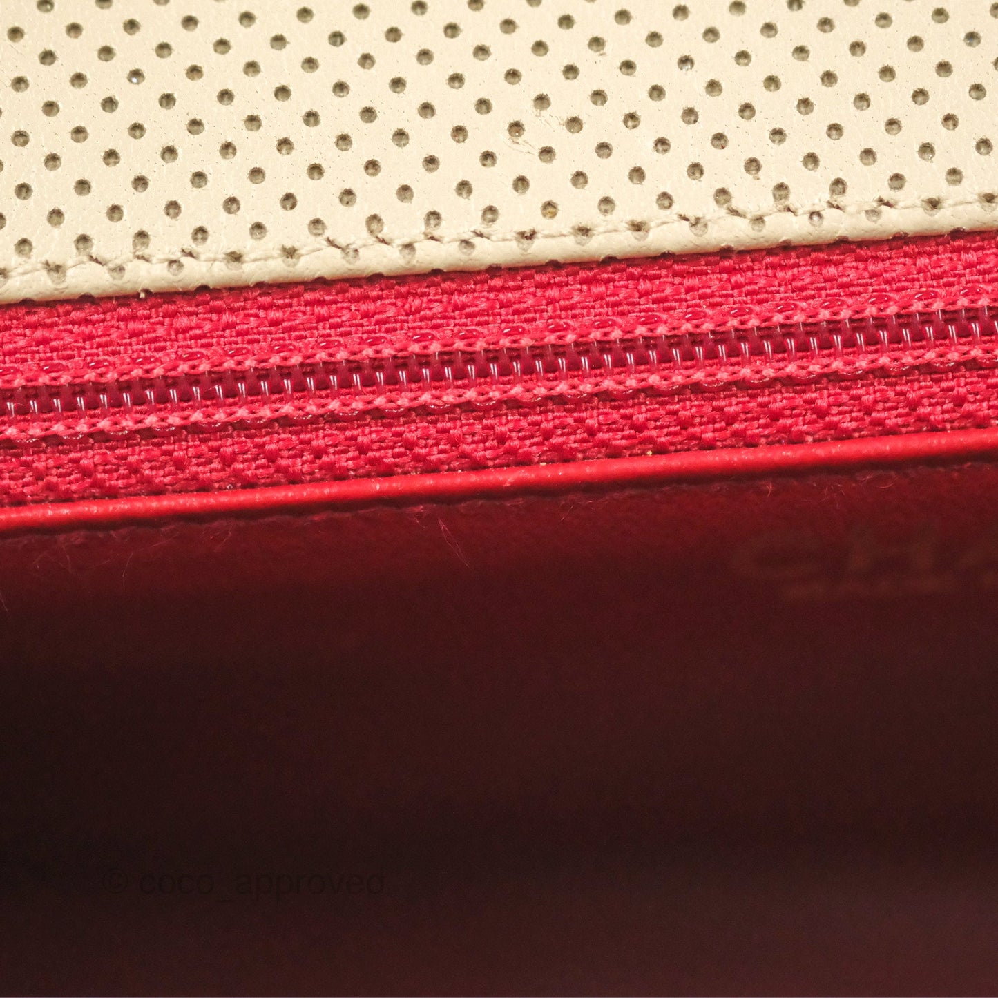 Chanel Vintage Medium Perforated Single Flap Beige/Red Matte Gold Hardware⁣⁣