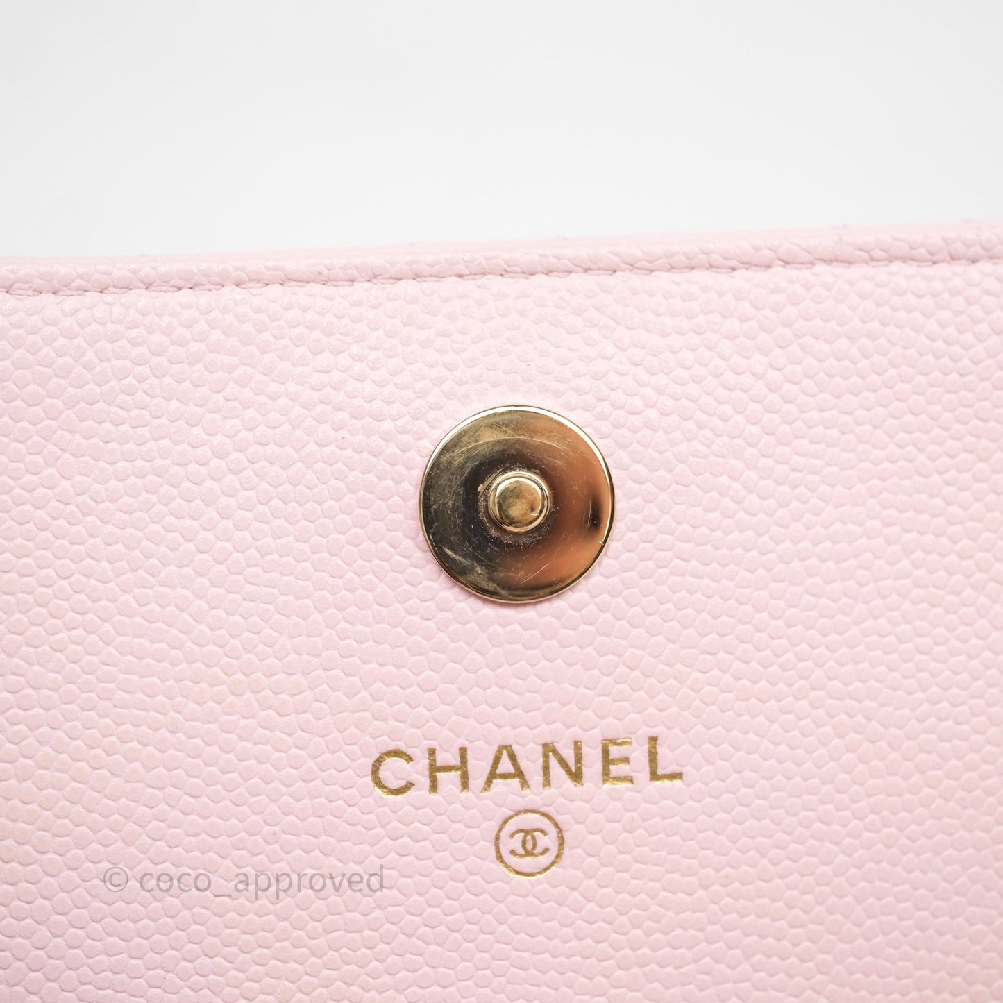 Chanel Quilted Crystal CC Pink Caviar Airpods Phone Case With Chain Light Gold Hardware