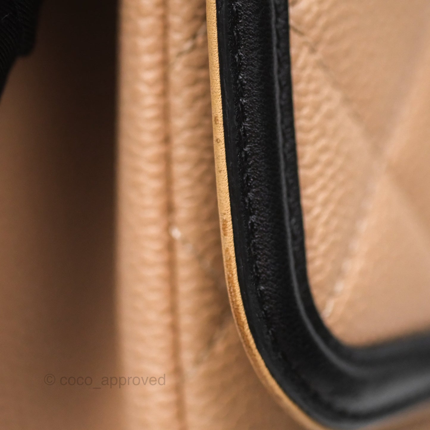 Chanel Small CC Filigree Flap Quilted Beige Black Caviar