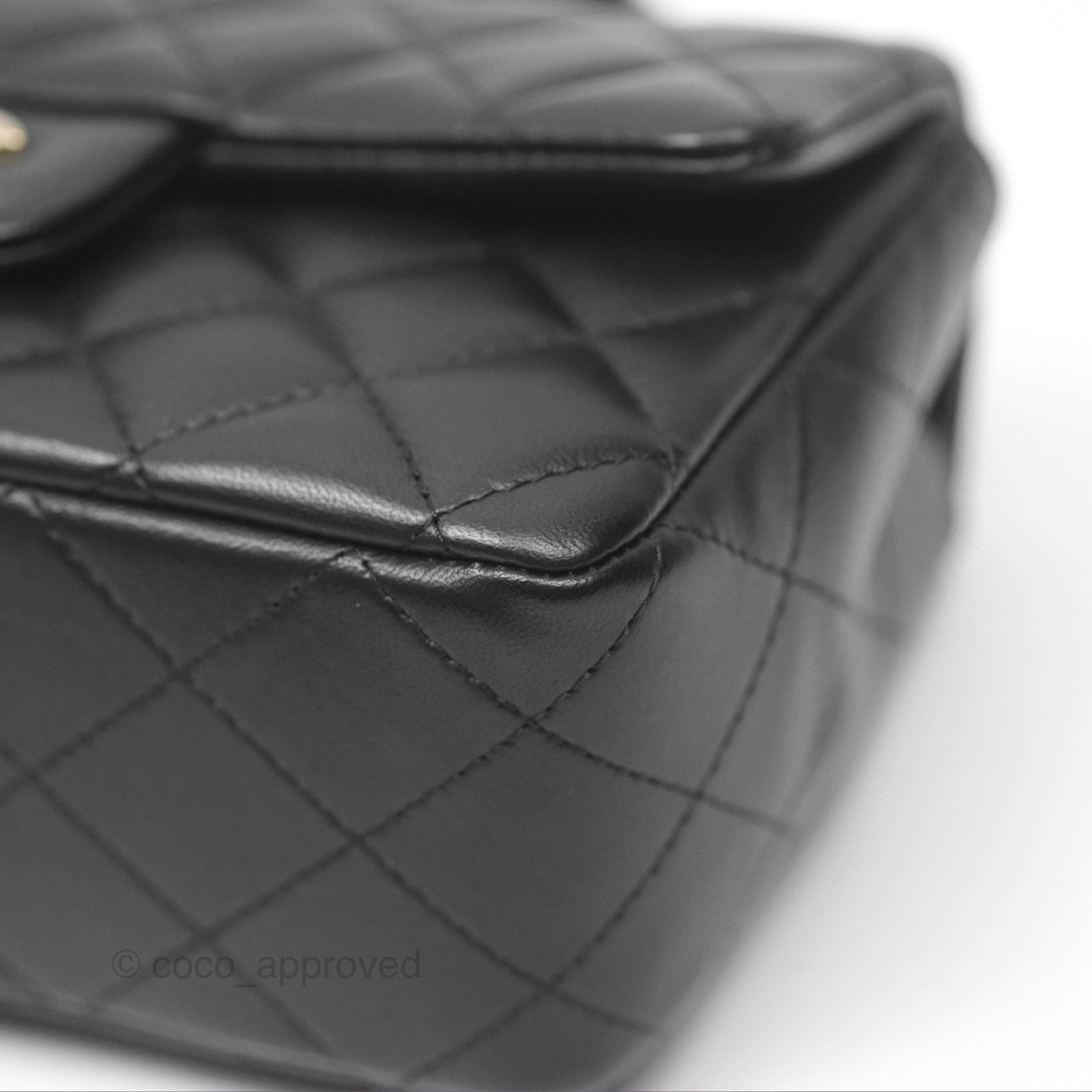 Chanel Top Handle Mini Rectangular Flap Bag Black Lambskin Gold Hardware