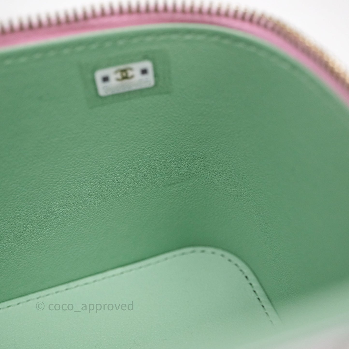 Chanel Vanity Rectangular Top Handle Pink Mint Green Lambskin Gold Hardware