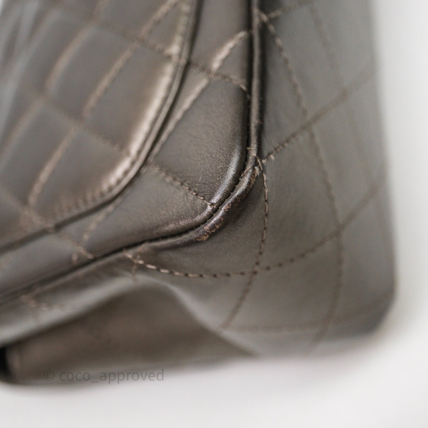 Chanel Mini Square Metallic Dark Grey Lambskin Dark Silver Hardware