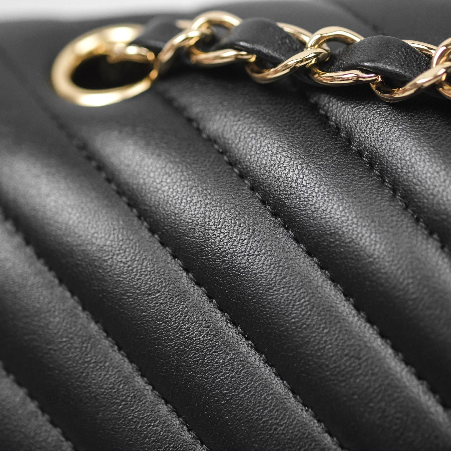 Chanel Small Classic Flap Chevron Black Lambskin Gold Hardware