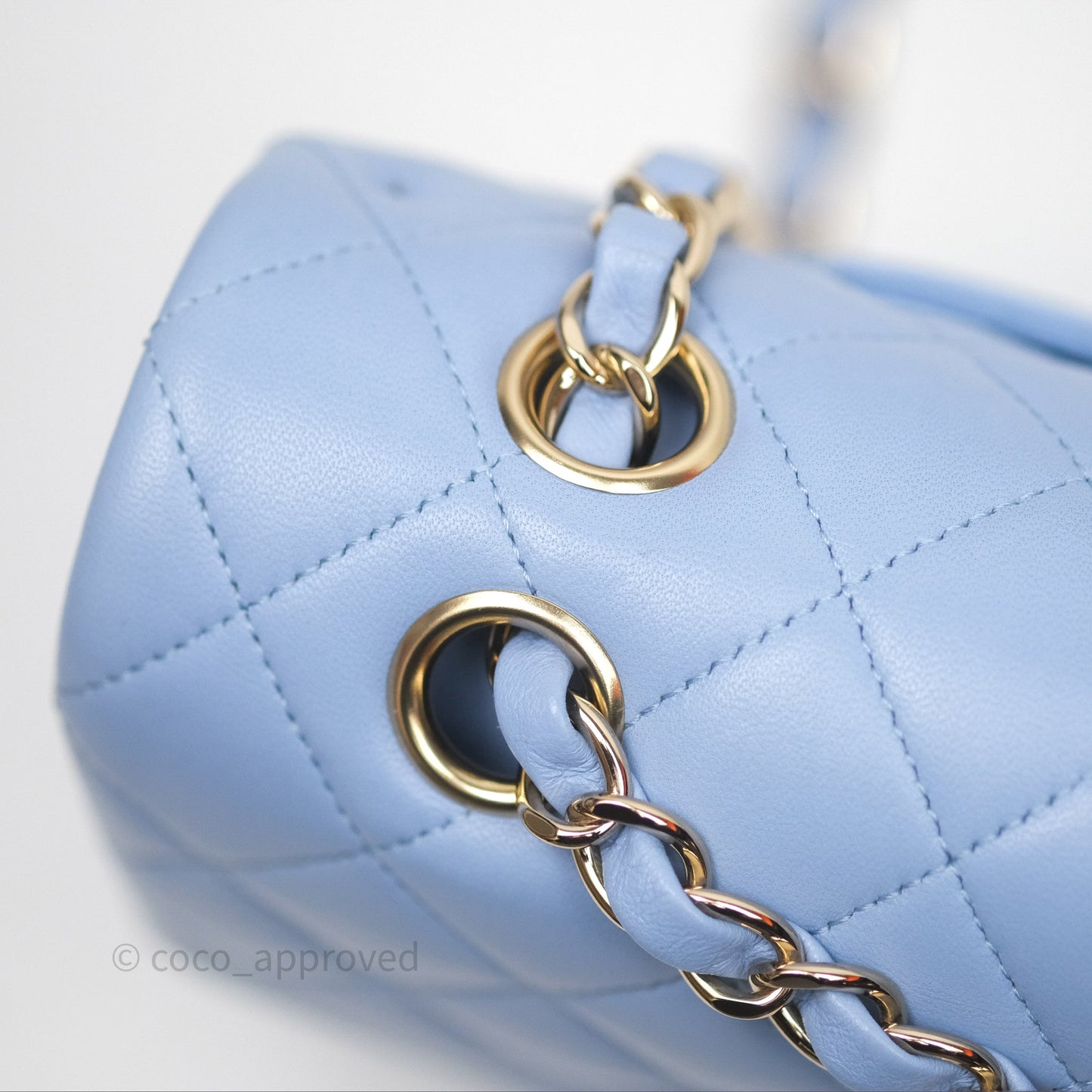 Chanel Classic M/L Medium Flap Quilted Sky Blue Lambskin Gold Hardware