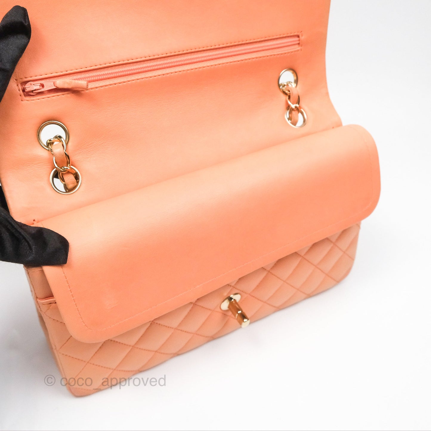 Chanel Classic M/L Medium Flap Quilted Peach Lambskin Gold Hardware