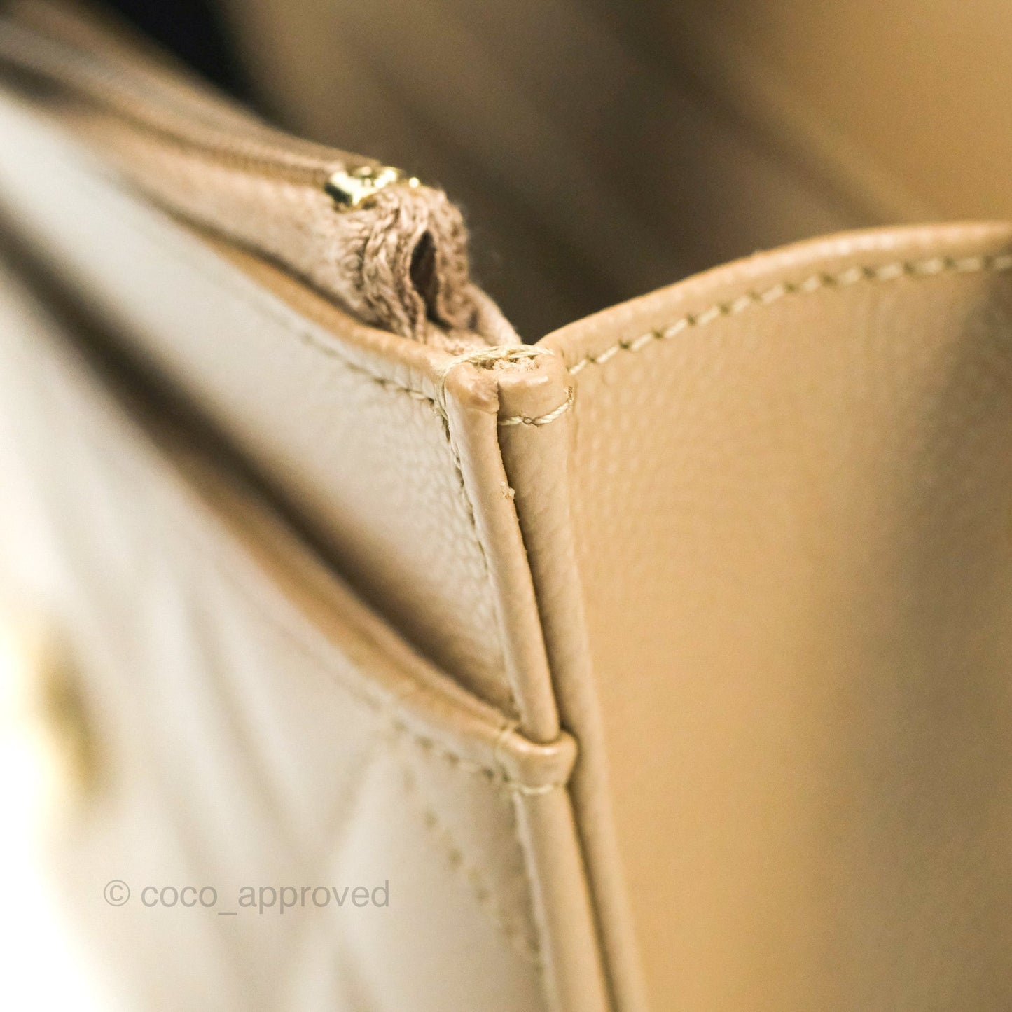 Chanel Quilted Classic Wallet on Chain WOC Dark Beige Caviar Gold Hardware