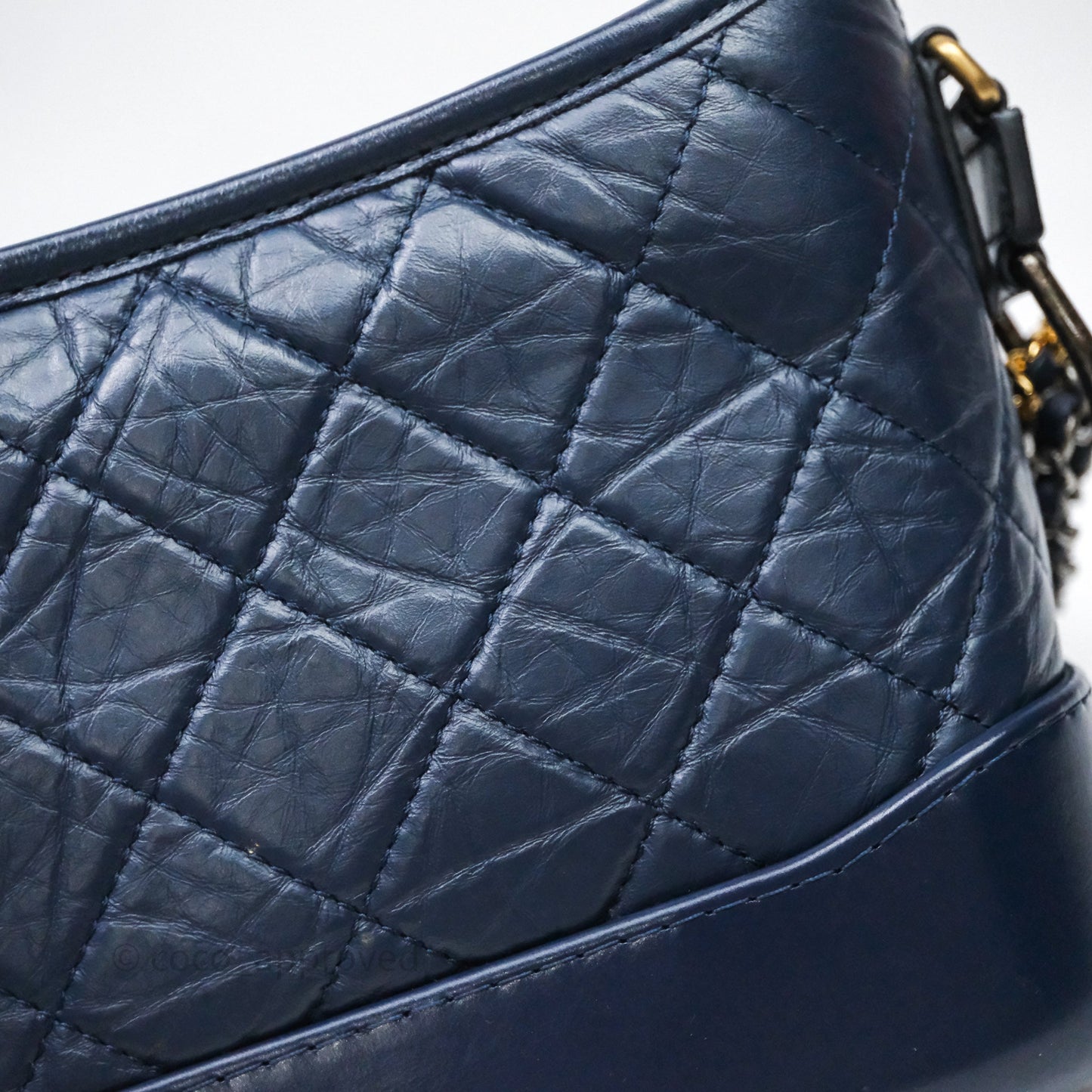 Chanel Quilted Small Gabrielle Hobo Navy Aged Calfskin Mixed Hardware
