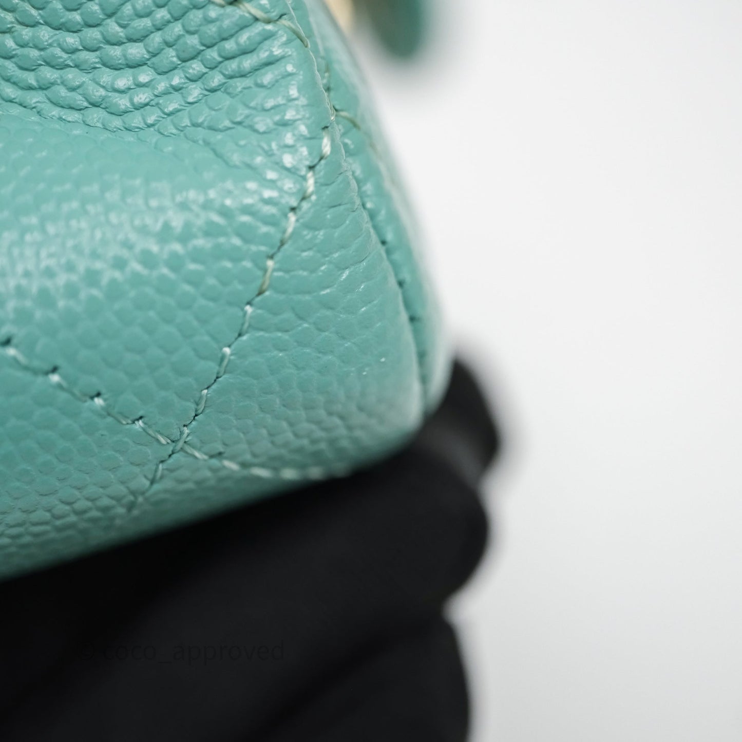 Chanel Classic M/L Medium Flap Quilted Tiffany Green Caviar Gold Hardware